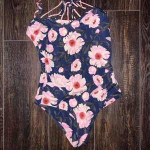 Pink Floral and Navy Target Swim Size S One Piece